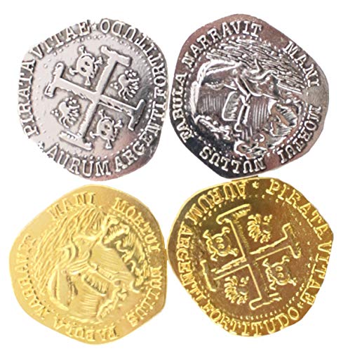 Pirate Treasure Metal Coins 32 Large Gold Silver Doubloon Coins Antique Replicas Fantasy Party Supplies Decor Decorations By Well Pack Box