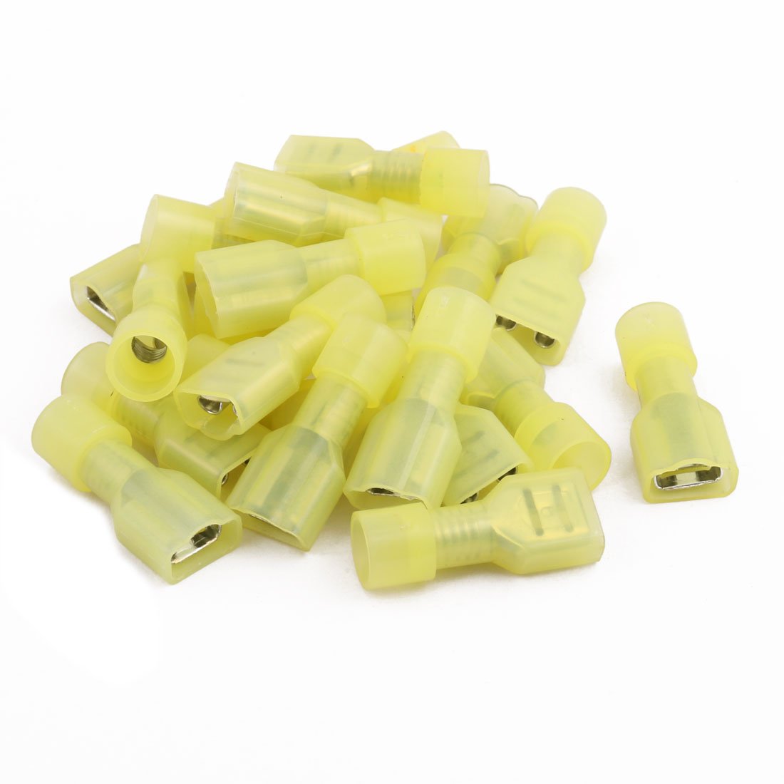 Sourcingmap 20Pcs 12-10AWG Wire Insulated 6.3mm Female Spade Crimp Terminal Connector Yellow