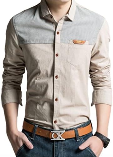 Milan Style Men's Long Sleeve Denim Western Shirt Casual Slim Fit Snap-Up Button Down Shirt