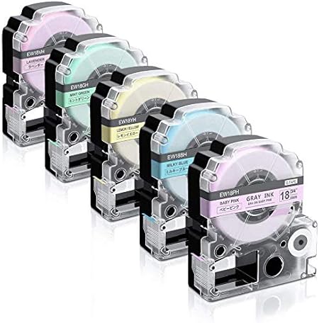 Amazon Airmall テプラ テープ 18mm ガーリー テープカートリッジ テプラpro 5色セット 互換品 Sr Gl1 Sr Gl2 Sr170 Sr Rk2 Sr150 テプララベルライター対応 テープ 文房具 オフィス用品