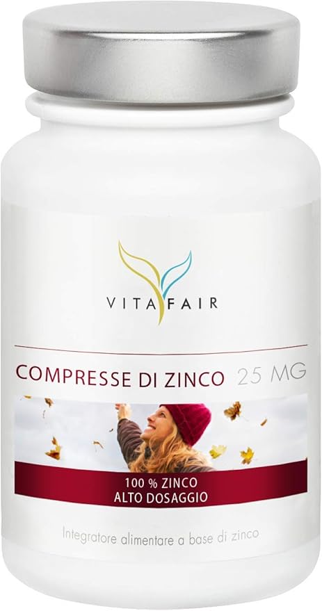 title=VITAFAIR Zinco- 25 mg per Porzione- 365 Compresse- Integratore Fornitura
