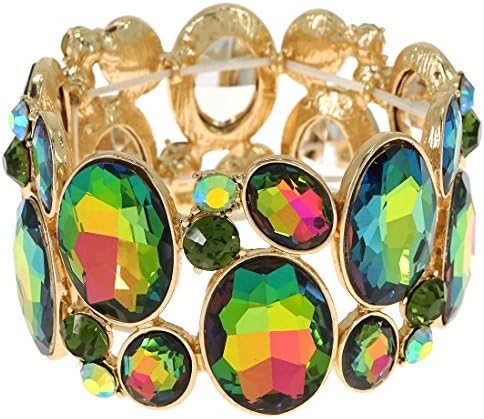 Fascinating Glossy Two Row Bubble Oval Crystal Stretch Bracelet