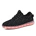 [NEW SIZE VERSION] LeoVera Men's & Women's LED Shoes Luminous Flashing Sneakers LVYZ86-Black-39