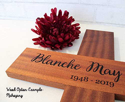 Personalized Pet Name Memorial Cross - Wood Burial Grave Marker - Lizard, Dog, Cat, Rodent