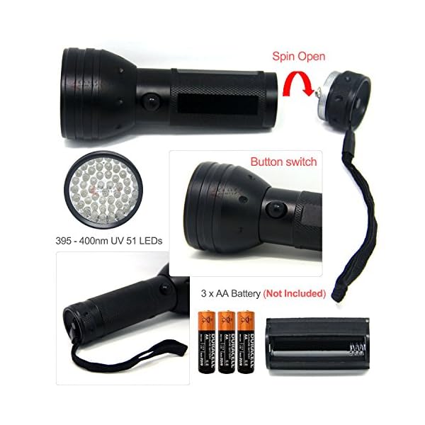 SAMS-Fly-Tying-Kits-UV-Flashlight-Black-Lights-395-nM-51-LEDs-and-Cure-Syringe-Coating-Tools
