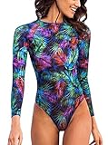 Bong Buy Women's One Piece Swimsuits Zip up Floral