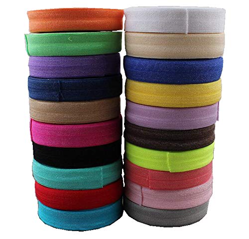 RAYLINE-DO RayLineDo® 50 Yards Flat Elastic Sewing Ribbon Bands Elastic Cord Spool Band Stretch Band Webbing Sewing Elastic DIY Craft Accessories Mix Color