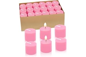 Yusevot 10 Hours Pink Votive Candles Bulk, 36 Packs Small Unscented 1.5 inch Wax Candles for Valentine's Day Wedding, Party, Holiday & Home Decoration