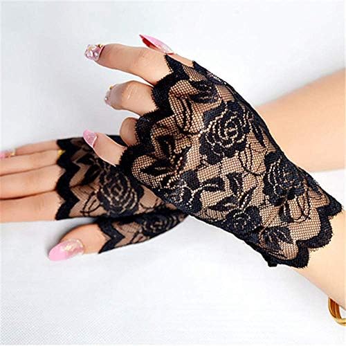Aubess Floral Lace Fingerless Women's Gloves Elegant Sexy Gloves For Halloween Fancy Dresses Hen Night Party Wedding