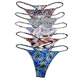 Panasilk Womens Silk Thong Panties Flower 5 Pairs in One Economic Pack