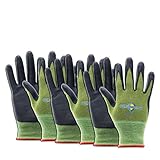 Golden Scute 3 Pairs Bamboo Working Gloves, Micro-Foamed Nitrile Coating Safety Work Gloves for Gardening, Fishing, Clamming, Restoration Work (Small/Size 7)
