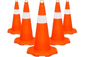 Berry Reflective Safety Cone - 20" Orange PVC Cone | Flexible Parking Cone | 50CM Unbreakable PVC Traffic Cone - Orange | Mul