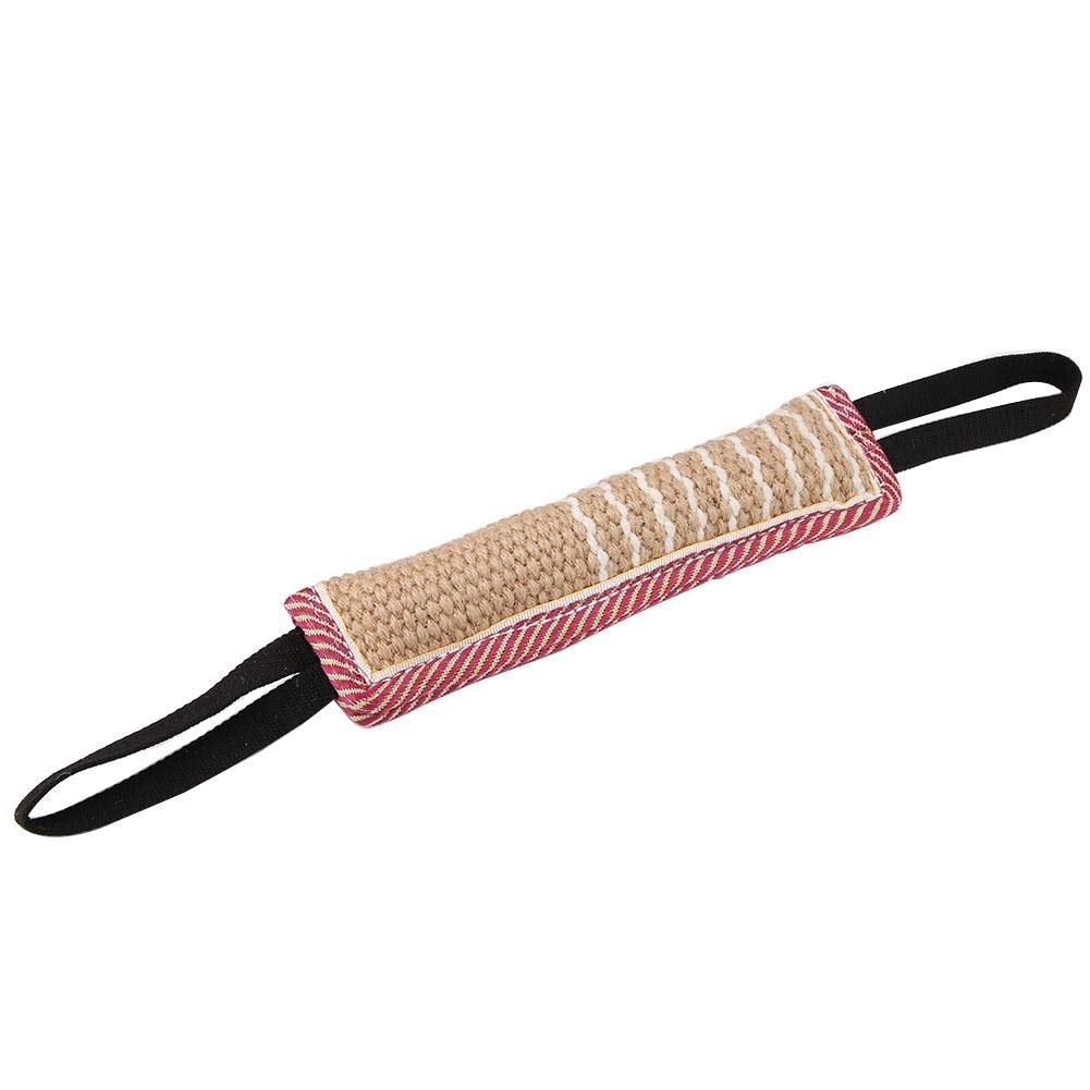 Dog Bite Tug Toy Cotton Linen Dog Training Bite Pillow Dog Tear Bite Training Rod Pet Tug of War Interaction Play Toy with 2 Strong Handles
