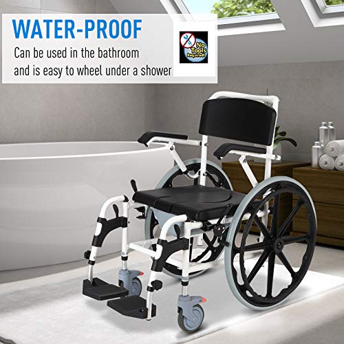 Rolling Shower Wheelchair Bath Toilet Commode Bariatric with 24