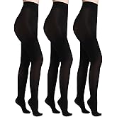 Citystl 40D Black Tights for Women, 3 Pairs Semi Opaque Tights, Control Top Microfiber Pantyhose for women
