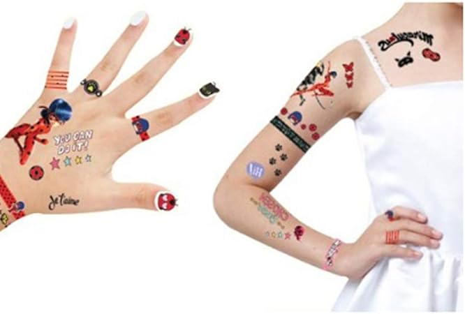 Amazon Com Miraculous Ladybug Tattoos For Kids Girls Ladybug Case Arts Crafts Sewing