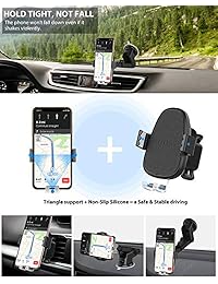 Soporte para cargador de coche inalámbrico BEBEN, sujetador automático del parabrisas del salpicadero del parabrisas con sujeción automática, carga rápida Qi Compatible con iPhone Xs Max XR X 8 8+, Samsung y LG (el adaptador del cargador no está incluido)
