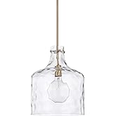 HomePlace Lighting 325717AD Crawford Urban/Industrial Clear Water Glass Jar Pendant Light, 1-Light 100 Watt, 15" H x 12" W, A