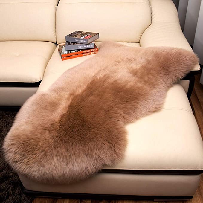 Photo 1 of WL&ALLEN Large Sheepskin Rug Genuine Thick and Lush 3 Inch Pile?Luxury Australian Pelts |Large Sheepskin Wool Area Rugs (Single Pelt 2'6" x 3'7"?Light Brown)…