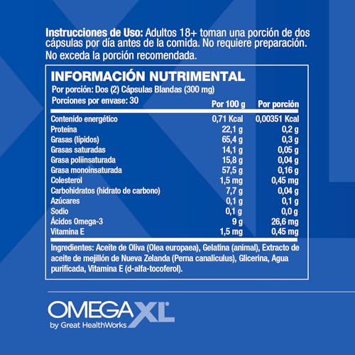Suplemento de apoyo articular OmegaXL, para alivio - Suplemento muscular natural, aceite de mejillón de labios verdes, capsulas de gel blandas, sin fármacos, 60 unidades