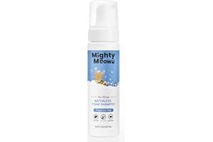 Mighty Meow Waterless Cat Shampoo, No-Rinse Dry Shampoo for Cats, Natural, Hypoallergenic & Fragrance-Free (8oz), (478)