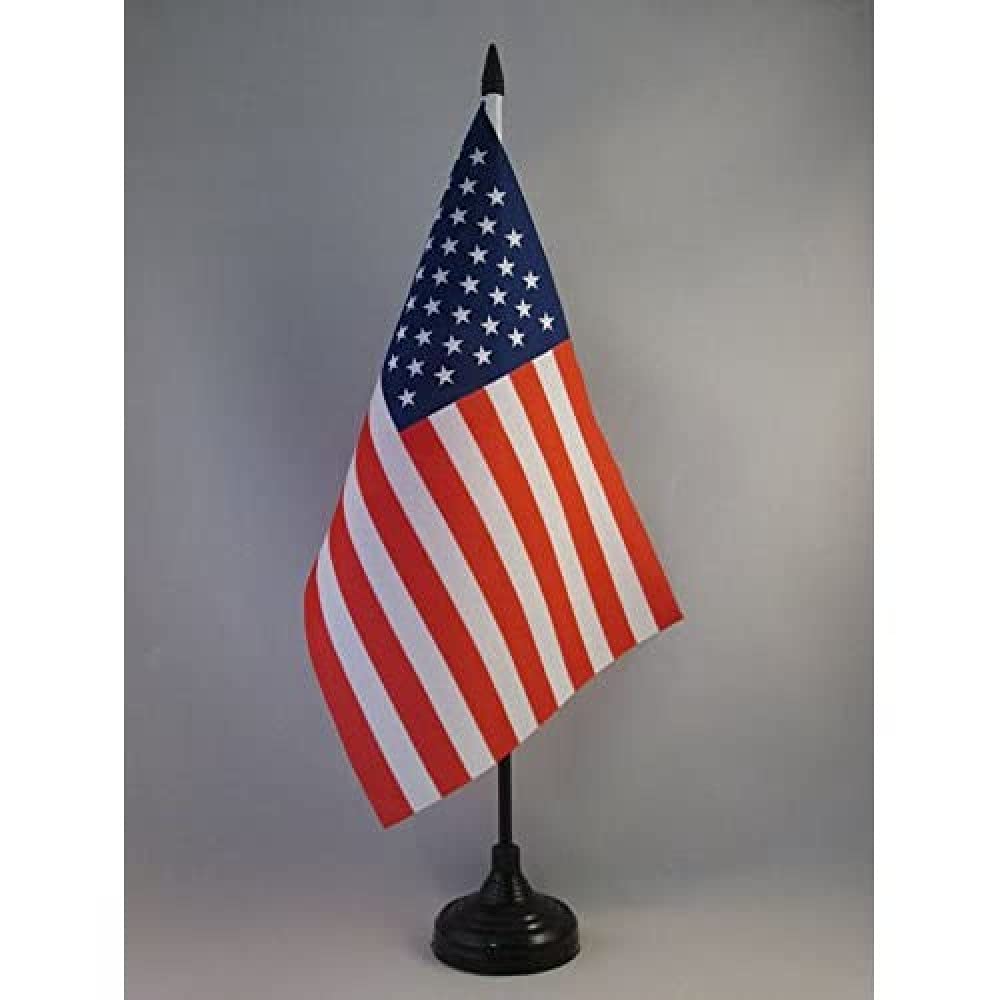 AZ FLAG United States Big Table Flag 6'' x 9'' - American Office Decoration 100% Polyester 22 x 15 cm - Desk Flag with Pole and Black Plastic Base