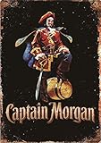 Novelty Funny Sign Captain Morgan Vintage Metal Tin Sign Wall Sign Plaque Poster for Home Bathroom and Cafe Bar Pub, Wall Decor Car Vehicle License Plate Souvenir 11-26-2