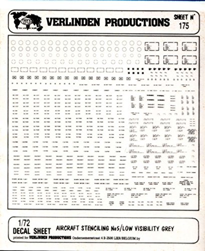 VER0175 1:72 Verlinden Dry Transfer - Aircraft Stencilling No.5 (Low Visibility Grey) [MODEL KIT ACCESSORY]