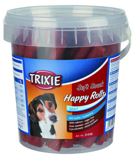 Trixie Soft Snack Happy Rolls | 500 g | Friandise douce pour chiens | Petites friandises tendres au saumon | Peut soutenir la digestion | Idéal pour les récompenses et l'entraînement