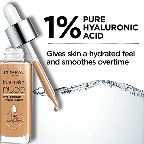 L'Oreal Paris True Match Nude Hyaluronic Tinted Serum Foundation with 1 Hyaluronic acid, Medium