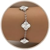 CORSMGSE 18K Gold Plated Clover Lucky Bracelet for Women Gold White Black Pink Green Red Blue Adjustable Double Sided Flower Four Leaf Link Bracelets Trendy Jewelry Gifts for Women Men