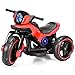 Costzon Kids Motorcycle 6V Bicycle 3 Wheels Battery Powered W/ MP3 for Boys & Girls, Children Electric Ride on (Red & Black)