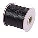 NBEADS 185yards/roll Leather Sewing Stitching Flat Waxed Polyester Cord, Bead Cord, Black, 0.5mm in Diameter