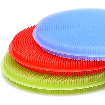 SimplyNonSlip Silicone Sponge and Scrubber | Antibacterial Silicone Kitchen Sponge for Dishes & Cleaning | Dishwasher Safe and Insanely Dense/Durable | 3 Included Heavy Duty Kitchen Scrapers | 6 Pack