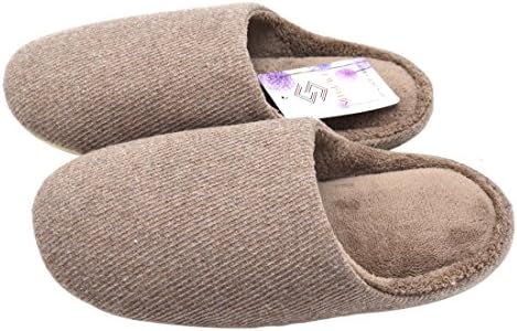 Silkgrace Women's Antibacterial Coral Fleece Cozy Wool Slippers Soft Anti Slip TPR Rubber Sole (7-8 B(M) US, Light Brown)