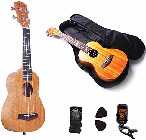 Ukulele Concert Ukulele Soprano Mahogany Aquila strings - Beginner Kit: Straps + Bag+ Picks+Tuner (21inch)
