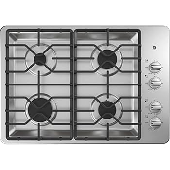 GE JGP3030SLSS 30 Inch Gas Cooktop with MAX System, Power Broil, Simmer, Continuous Grates, Sealed Burners and ADA Compliant