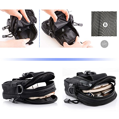 liangdongshop Tactical Molle EDC Utility Gadget Pouch Compact Multipurpose Belt Waist Hip Bag with Cell Phone Holster Holder(With Strap-Khaki) - Thumbnail 3