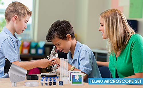 TELMU Microscope Includes 70pcs+ Accessory Set, 300X-600X-1200X Magnification Compound Binocular Microscopes with Metal Arm and Base for Beginners - Thumbnail 5