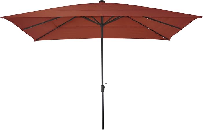 Amazon Com Better Homes And Gardens 8 X 11 Ft Rectangular Aluminum Market Solar Lighted Patio Umbrella Tuscan Garden Outdoor