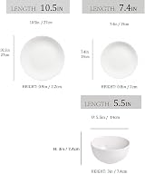 Simpa 12-Piece Dinnerware Set Porcelain White Gloss Microwave Safe Dishwasher view 3