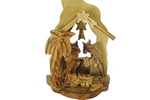 Zuluf Olivewood Olive Wood Nativity Scene Set from Jerusalem Holyland | Wooden Nativity Set for Christmas |Comes with Holy Land Certificate NAT010