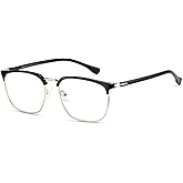 Ricafirla Classic Non Prescription Glasses Clear Lens Classic Driving Blue Light Cheater Metal Eyeglasses Designer Men
