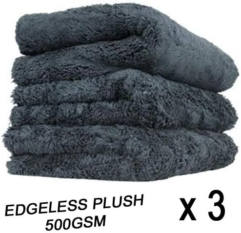 Finer Detail 3 PACK 500GSM 16" x 16" Happy Ending Edgeless Polishing Buffing Microfiber Korean Towel