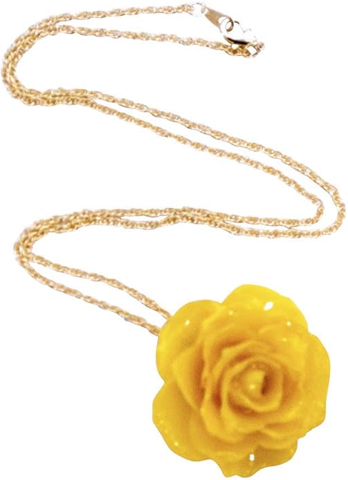 Yellow Rose Pendant Necklace Real Rose Pendant Protected in Resin