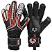 Renegade GK Vulcan Raze Goalie Gloves with Pro-Tek Fingersaves | 3.5+3mm Hyper Grip & 4mm Duratek | Black & Red Goal Keeper Gloves (Size 10, Adult, Mens, Flat Cut, Level 3)