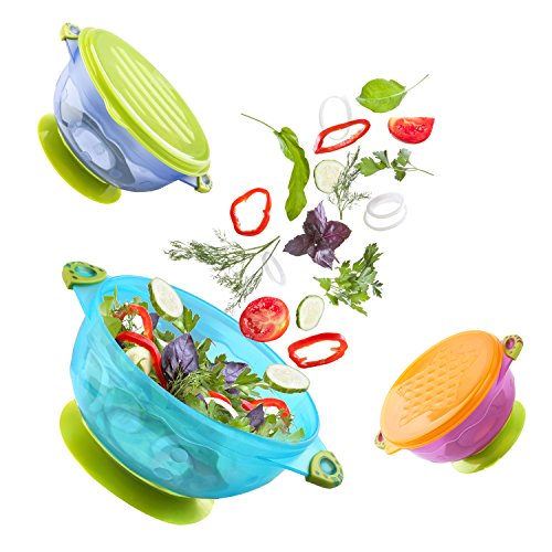 image for Zooawa Baby Bowls with Suction Base, 3-PACK Nonslip Spill Proof Feedin