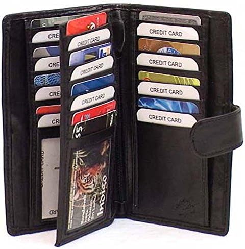 Genuine Lambskin Leather Breast Wallet BLACK 30 CARDS # 4116-L US