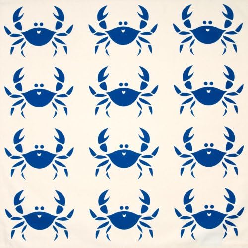 Wabisabi Green Happy Crab Modern Fabric Dinner Napkins, 18 by 18-Inch, Geometric, Blue and Cream, Set of 4