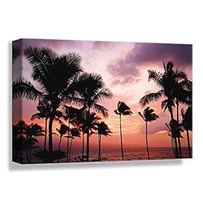 B2T  Canvas Wall Art Palm Tree Sunset Avenue, Glory Afternoon Painting Artwork for Home Prints Framed - 12x18 inches